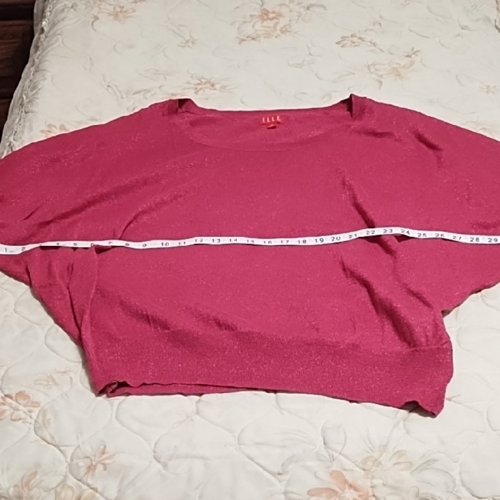 Elle Women's Rich Pink Crew Neck Sweater - Picture 4 of 7